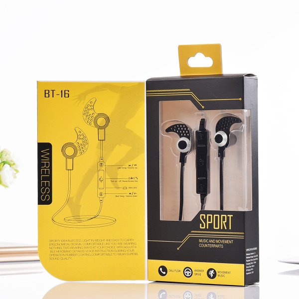 Wholesale Bluetooth Sports Earbuds Headphone BT16 (Silver Black)